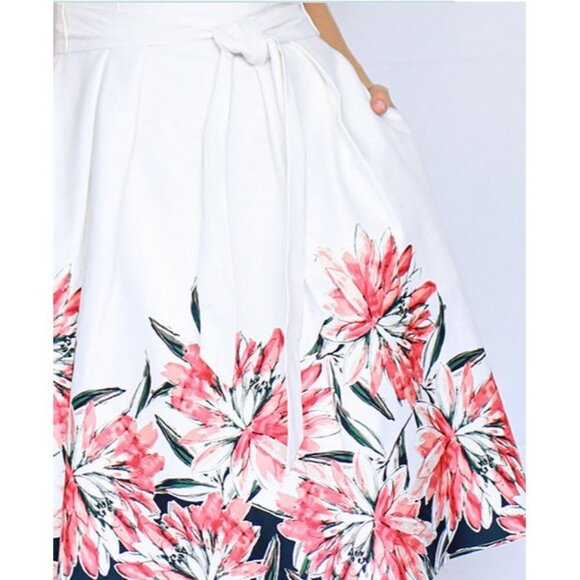 Women Le Chateau Floral Print Cotton Sateen V-Neck White Dress Size XXL - Picture 6 of 7